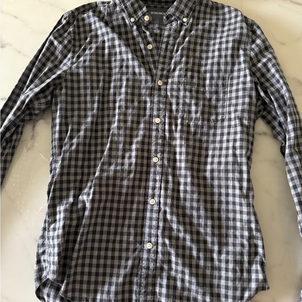 Bonobos Gray and black Plaid Casual Shirt